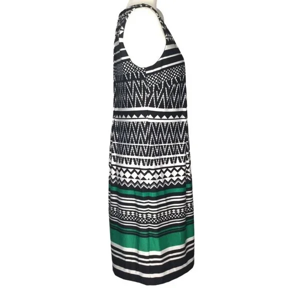 PERCEPTIONS Sleeveless Striped Dress Pleat Detail - Picture 4 of 8